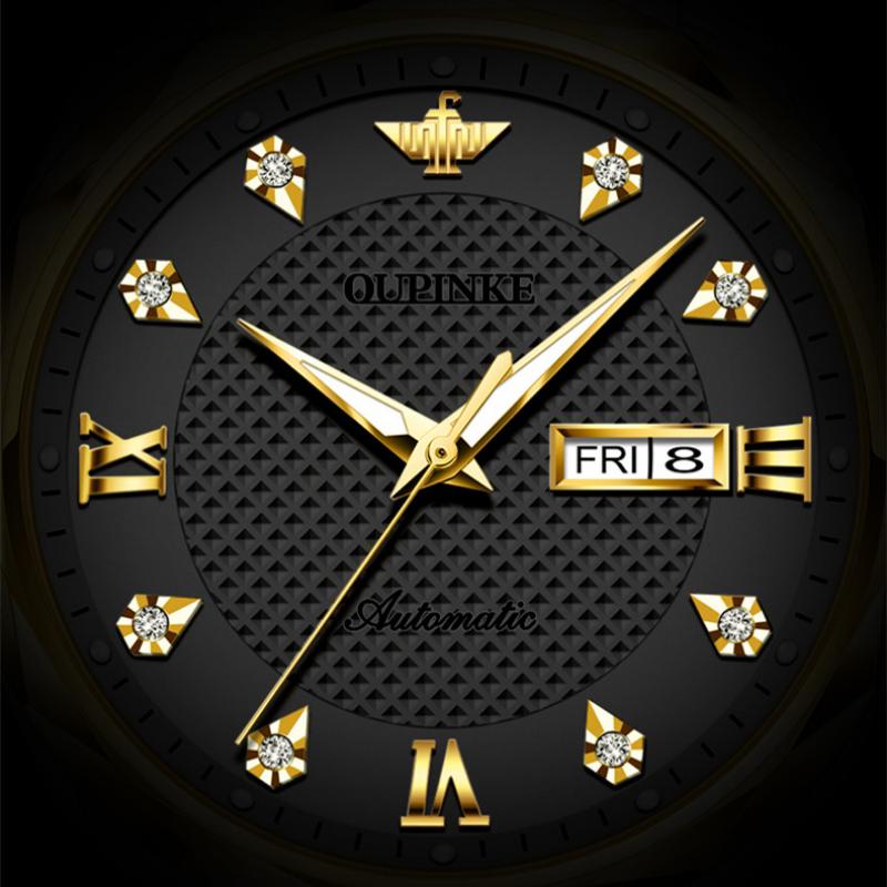 OUPINKE  New Business and leisure Men's Watch Automatic Mechanical Watch Stainless Steel Business Double Calendar Waterproof High-end Watch