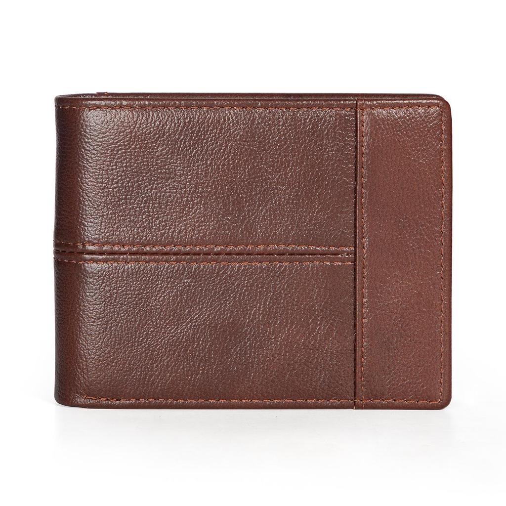 "Retro European & American Men's RFID Leather Wallet: Short Multi-Card Dollar Clip"