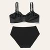 Plus Size Lingerie Set for Women Half Cup Wired Underwear Set Plain Unlined Thin Bra and Panty Set 85C-110D