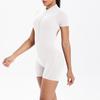 European-American Solid Color Zipper Back Yoga Jumpsuit - Breathable and Tight-Fitting
