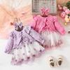 Toddler Girl Autumn/Winter Mesh Dress Set with Jacket and Butterfly Hairband
