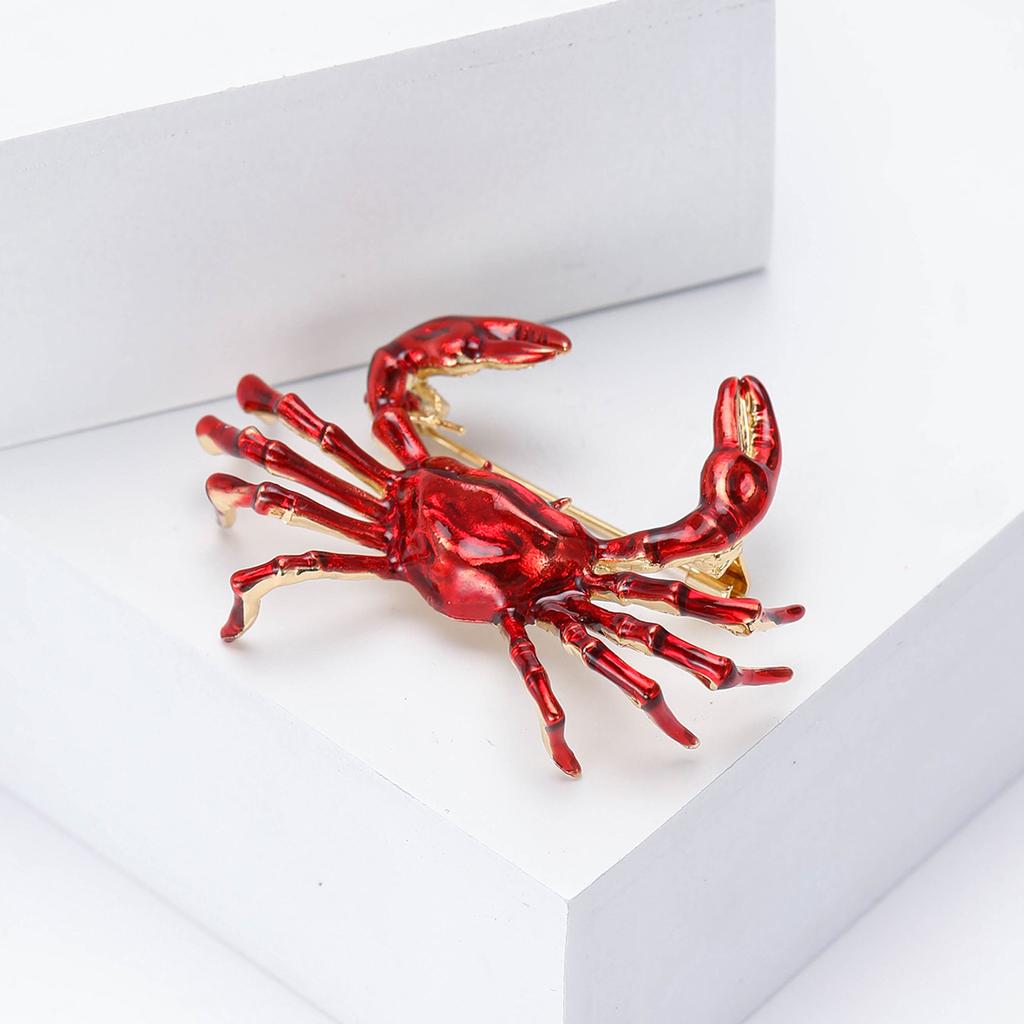 Fashion Alloy Enamel Crab Brooch Cute Ladies Suit Shirt Corsage Ornament Pin