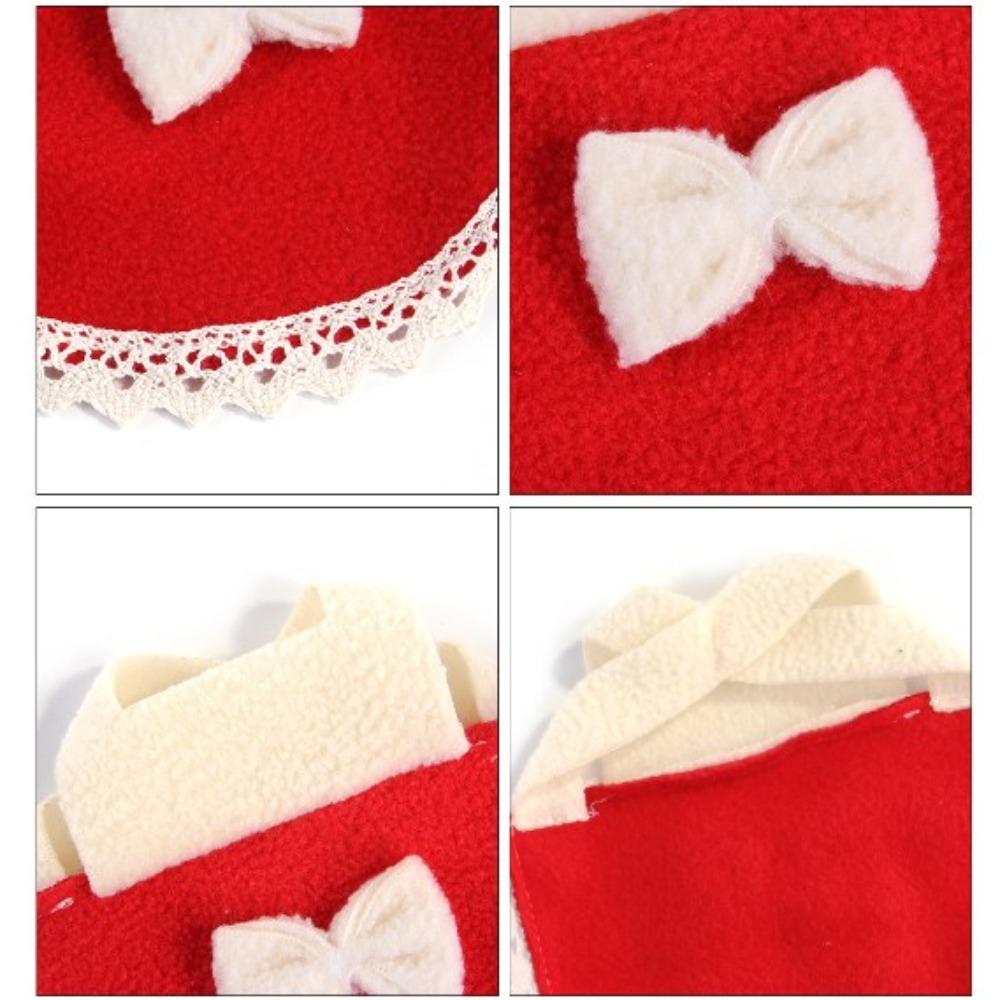 Wear and Bite Resistant Small Animal Clothes Flannel Cloth Dress Cap Harness Vest with Bow