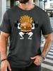 Funny Muscle Burger Weightlifting Fries Cartoon Unisexs Cotton Crew Neck Short Sleeve Tee Loose Summer Daily Casual Street Male Top