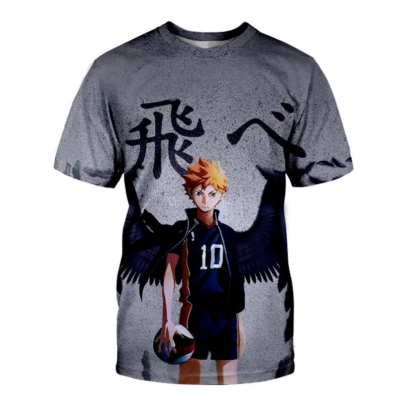 

Мужская футболка Волейбольный костюм Круглый вырез Короткий рукав 3D Аниме Цифровая печать Футболка 6XL