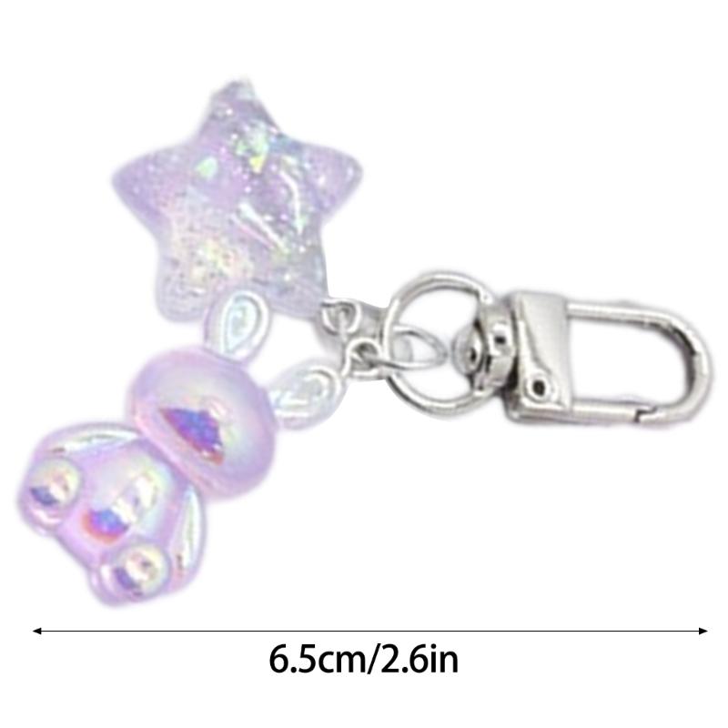 Multifunctioanl Key Ornaments with Colorful Star and Rabbit shaped Pendant Charm Fashion Metal Key Accessory for Women