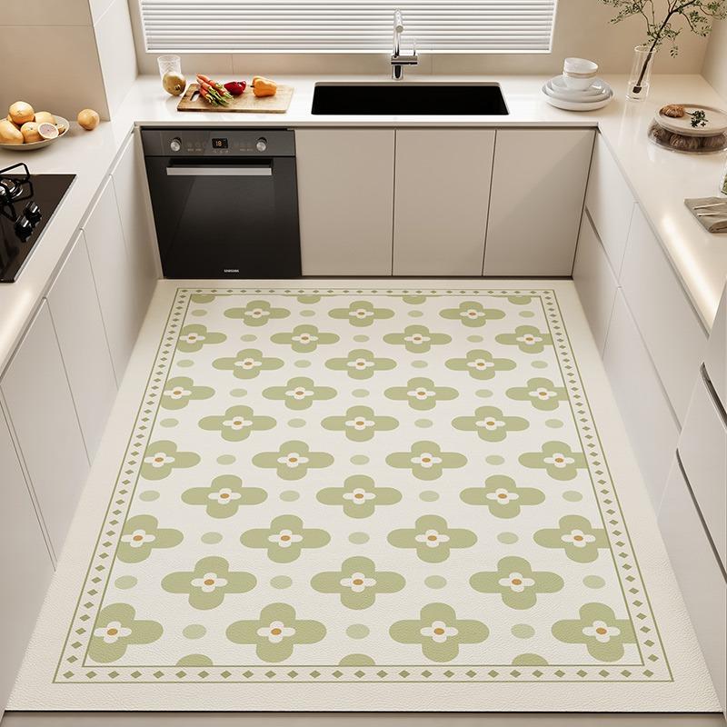 Kitchen Floor Mats Large Area Plaid Carpet Waterproof Oil-proof Rug Pvc Leather Non-slip Foot Mat Home Decoration Rugs Alfombrar
