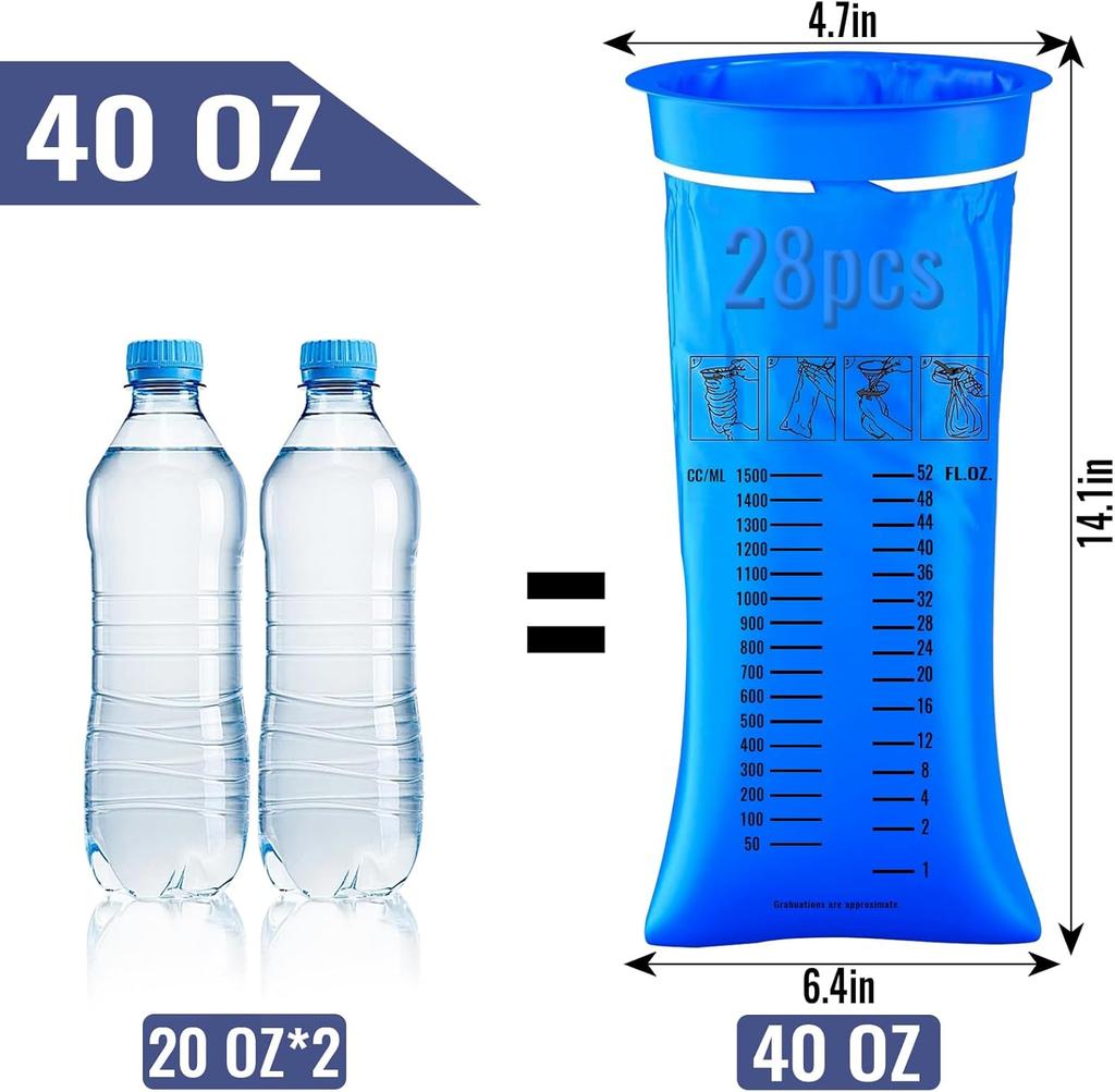 28PCS Sick Bags Blue High Density Leakproof Odor Control Emesis Vomit Bags for Travel with Snap for Pregnant Women Car Bus or Aircraft