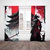 Curtains Samurai Print Polyester Suitable Bedroom Living Room Study Private Space Magnetic Binding Curtain Ideal For Sitting