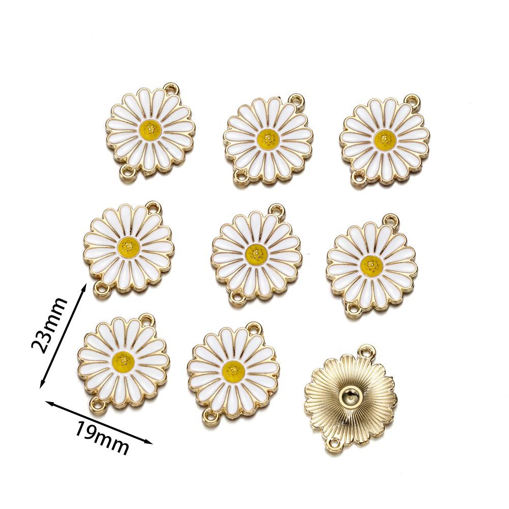 5Pcs/Lot Double Hole Alloy Enamel Flower Charms Pendants Jewelry Connectors for DIY Bracelet Earrings Necklace Jewelry Making
