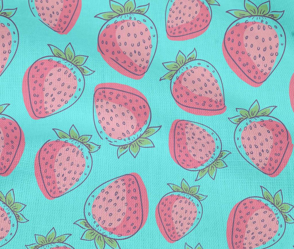 oneOone Cotton Flex Aqua Blue Fabric Strawberry Fruit Sewing Craft Projects Fabric Prints By Yard 40 Inch
