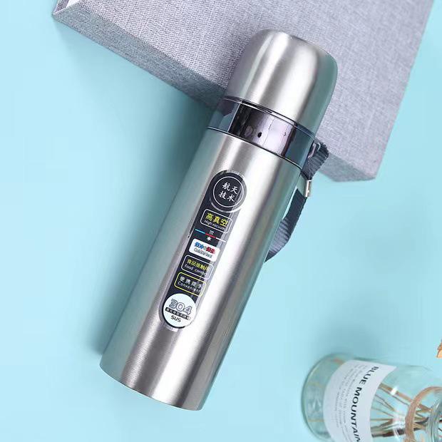 304 Stainless Steel Bullet Thermos 500ml with Lanyard, Insulated Engraved Water Cup for Business or Office Gift