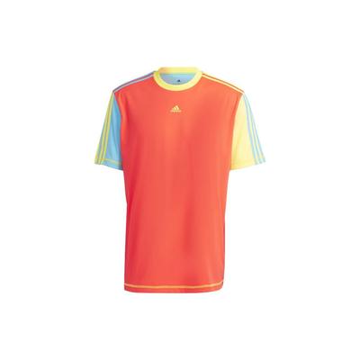 Kidcore T-Shirt Three Stripes Color Block Round Neck Short Sleeve Unisex Tops Sun-Red IK7056