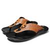 Men's Trendy Genuine Leather Flip-Flops: Casual Outdoor Beach Slippers