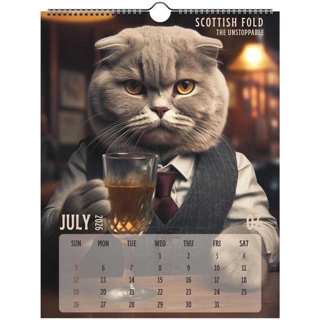 Badass Cats Wall Calendar 2026, Funny CatCalendar With 12 Hilarious Photos, Humor Wall Calendar For Home Or Decor