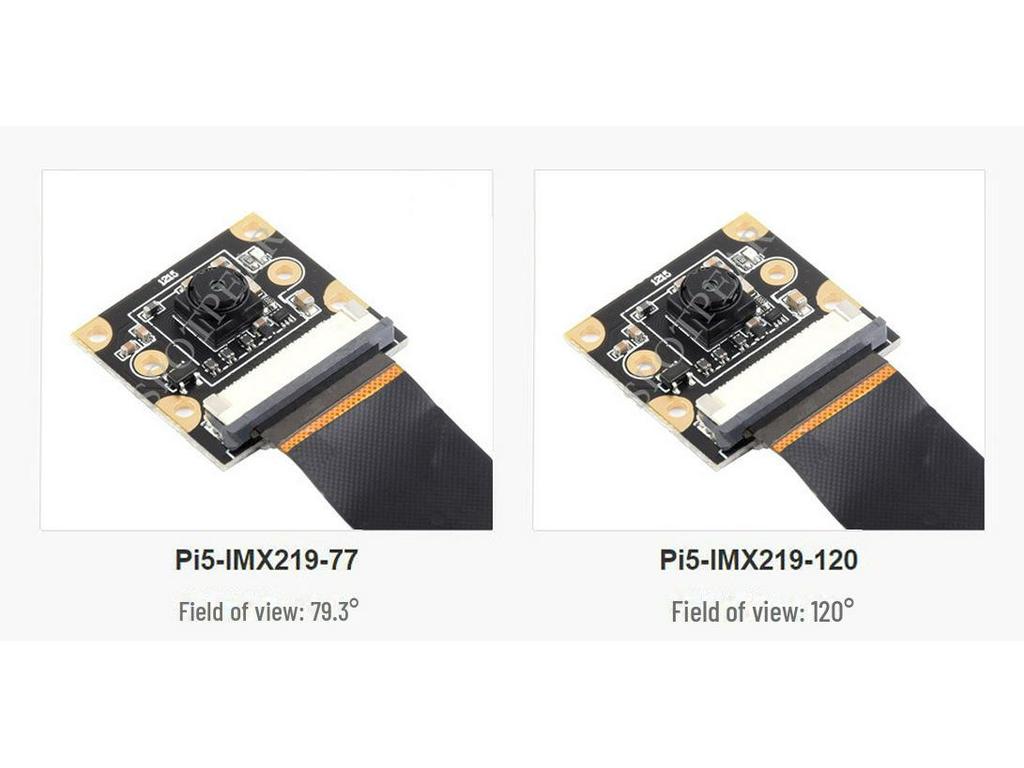 Raspberry Pi 5th Gen Camera: IMX219 8MP, 79.3/120° FOV, with 20cm MIPI-CSI Cable