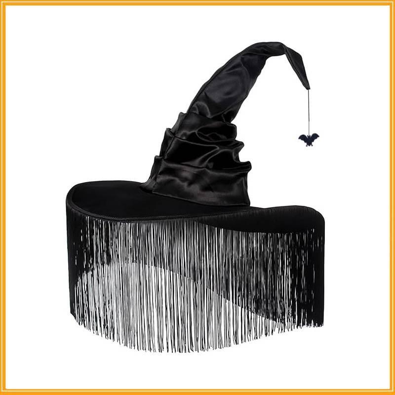 

Хэллоуин Плиссированная Черная Шляпа с Бахромой Вечеринка Ведьма Маска для Лица Декоративный Головной Убор Bat