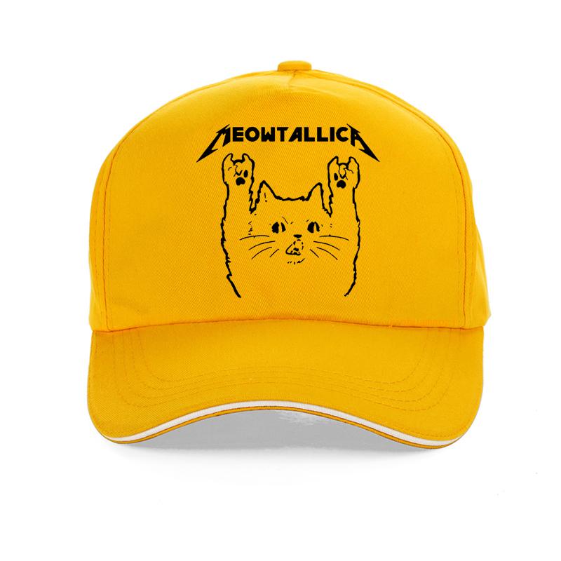 Men'S Meowtallica Rock Music Baseball Cap Funny Cartoon Cat "Master Of Kittens" Print Hip Hop Adjustable Streetwear Cap
