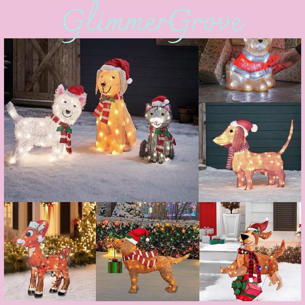 Outside Christmas Decorations Light Up Animals Dog Santa Clausoutside Supplies