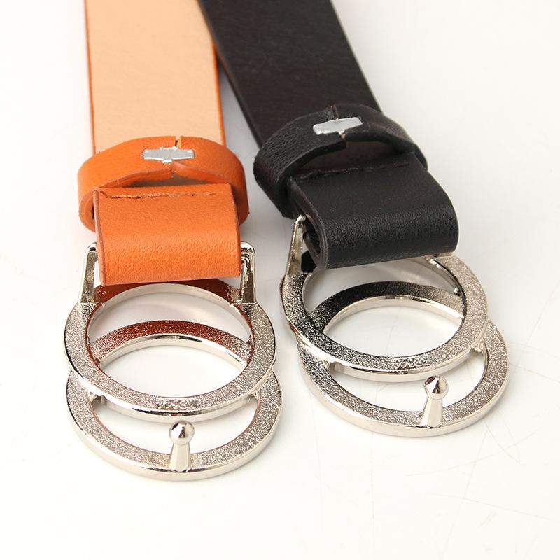 New Women's Cross-border Trend Double-circle Buckle Belt, Fashionable and Simple Women's Ins Wind Width Belt