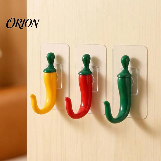 Bathroom Towel Holder 2PCS Chili Adhesive Hooks, Cute Decorative Punch-Free Wall Hangers, Heavy Plastic Hooks for Decor Duty Seamless Storage Kitchen