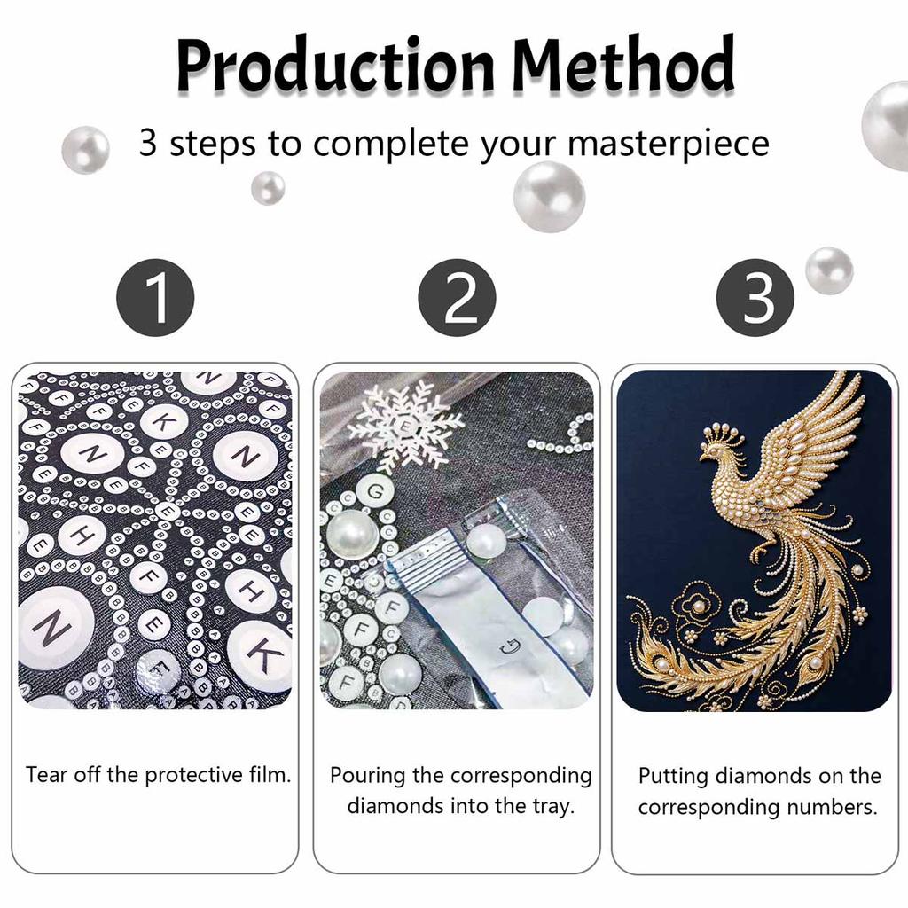 DIY Pearl Embroidery Diamond Painting Kit Phoenix Symbol Sparkling Beads Art Craft Handmade Decoration Gift for Home