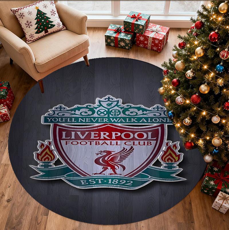 Alfombra Redonda con Patrón del Liverpool F.C., Felpudo para Interiores/Exteriores, para Picnic, Sala de Juegos, Dormitorio, Oficina, Sala de Estar, Alfombra Decorativa para el Hogar, Regalo de Cumpleaños