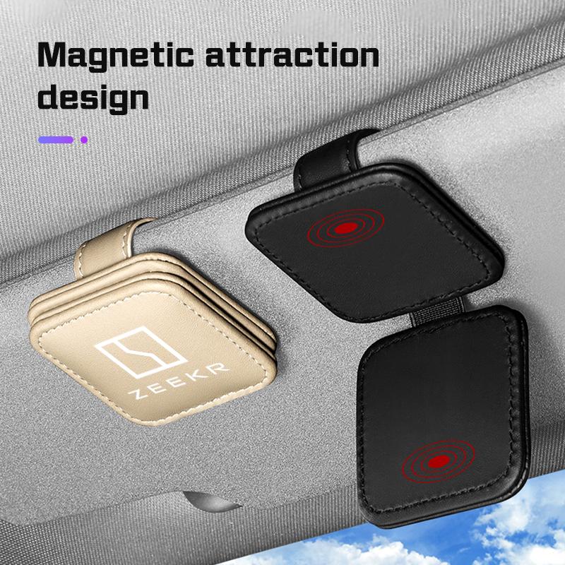 Car Interior Visor Glasses Clip Magnetic Leather For Zeekr 001 009 zeekr X 7X 007 2025 2023 Accessorie Sunglasses Holder Storage