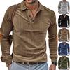 Cross-border Men's Corduroy Retro Loose Casual Outdoor Long-sleeved Patch Polo Bottoming Shirt