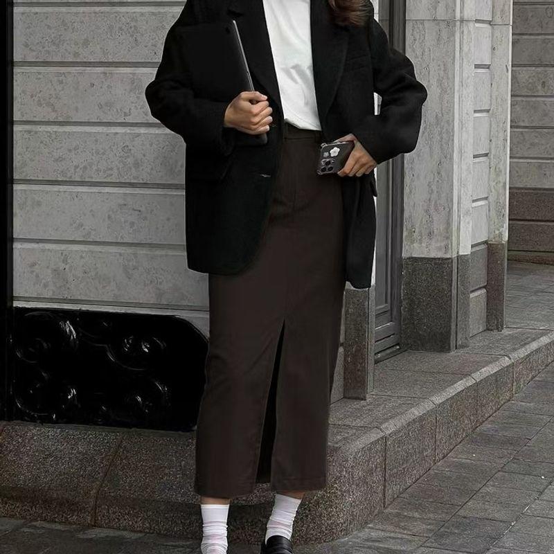 

Fashion Style New Arrival High Waist Slit Stylish Bodycon Dress Skirt High Waisted Split Skirt Black L