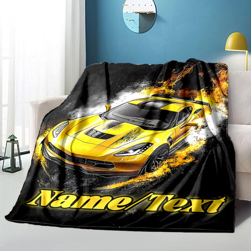 1PC Custom Name Car Design" Outdooor Flannel Blankets Throw Blanket All-Season Throw Gift Bedspread for Couch, Bed, Camping Holiday Birthday Gift
