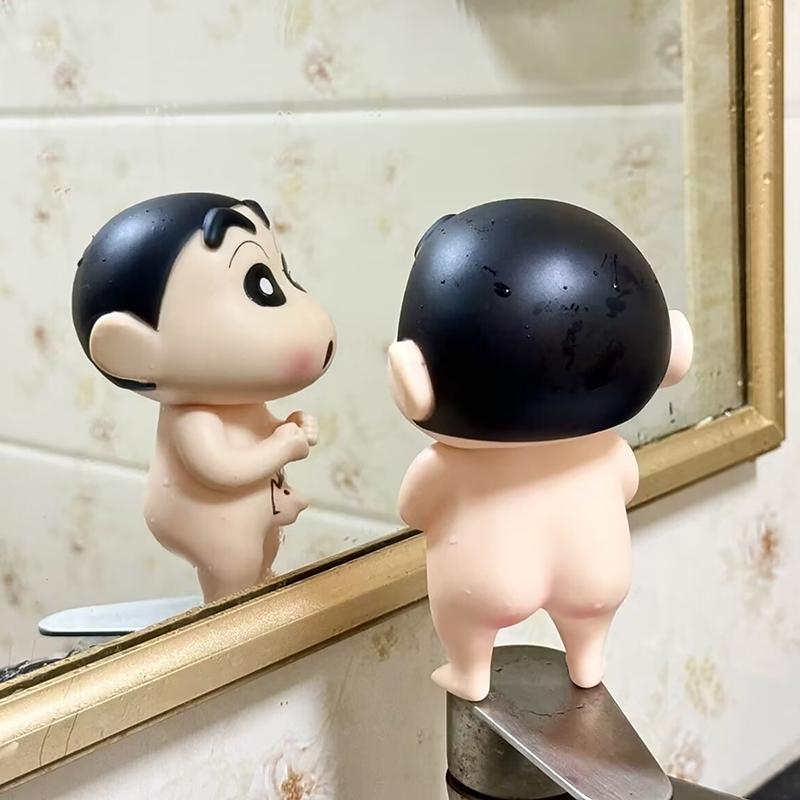 Anime Cute Bathing Elephant Crayon Shin-Chans Bathroom Decorations Cartoon Model Desktop Ornament Funny Gifts For Kids Boys