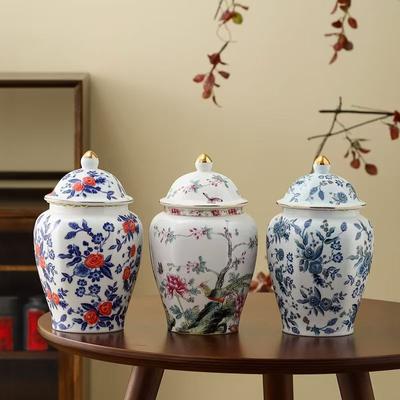 Yaratıcı Vintage Karakter Çiçek Desenli Seramik Saklama Kavanozu Ev Mühürlü Neme Dayanıklı Kuruyemiş Çay Kavanozu Dekoratif Kavanoz El Sanatları Ev