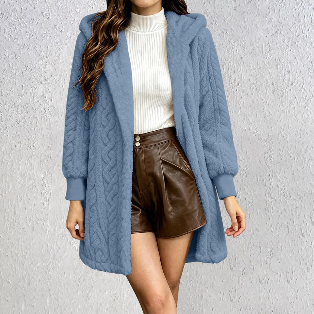 Women's Long Sleeve Hooded Jacket Loose Fit Casual Winter Coat