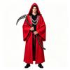 Halloween Gothic Hooded Robe Costume With Chain Detail Medieval Wizard Priest Cosplay Outfit Party