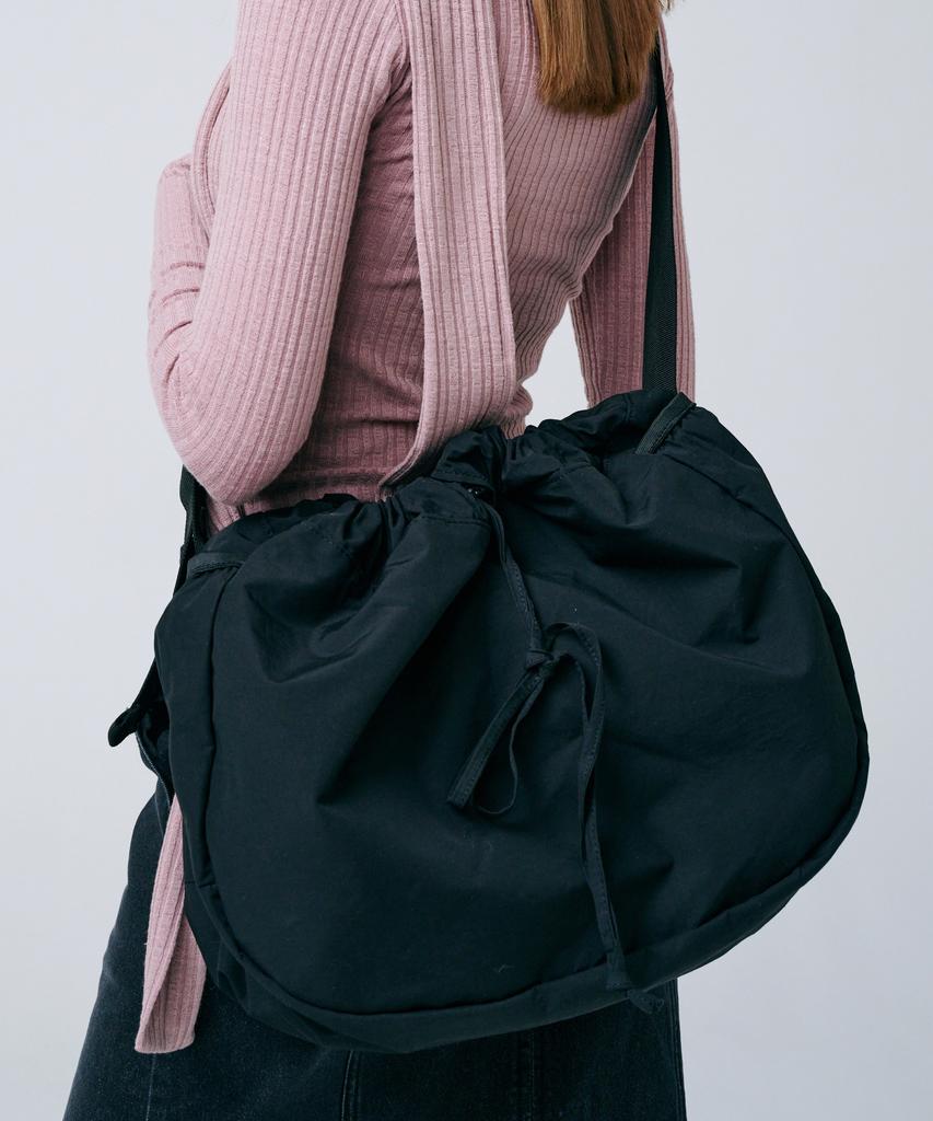 Bymoss Big Half Moon String Messenger Bag Black