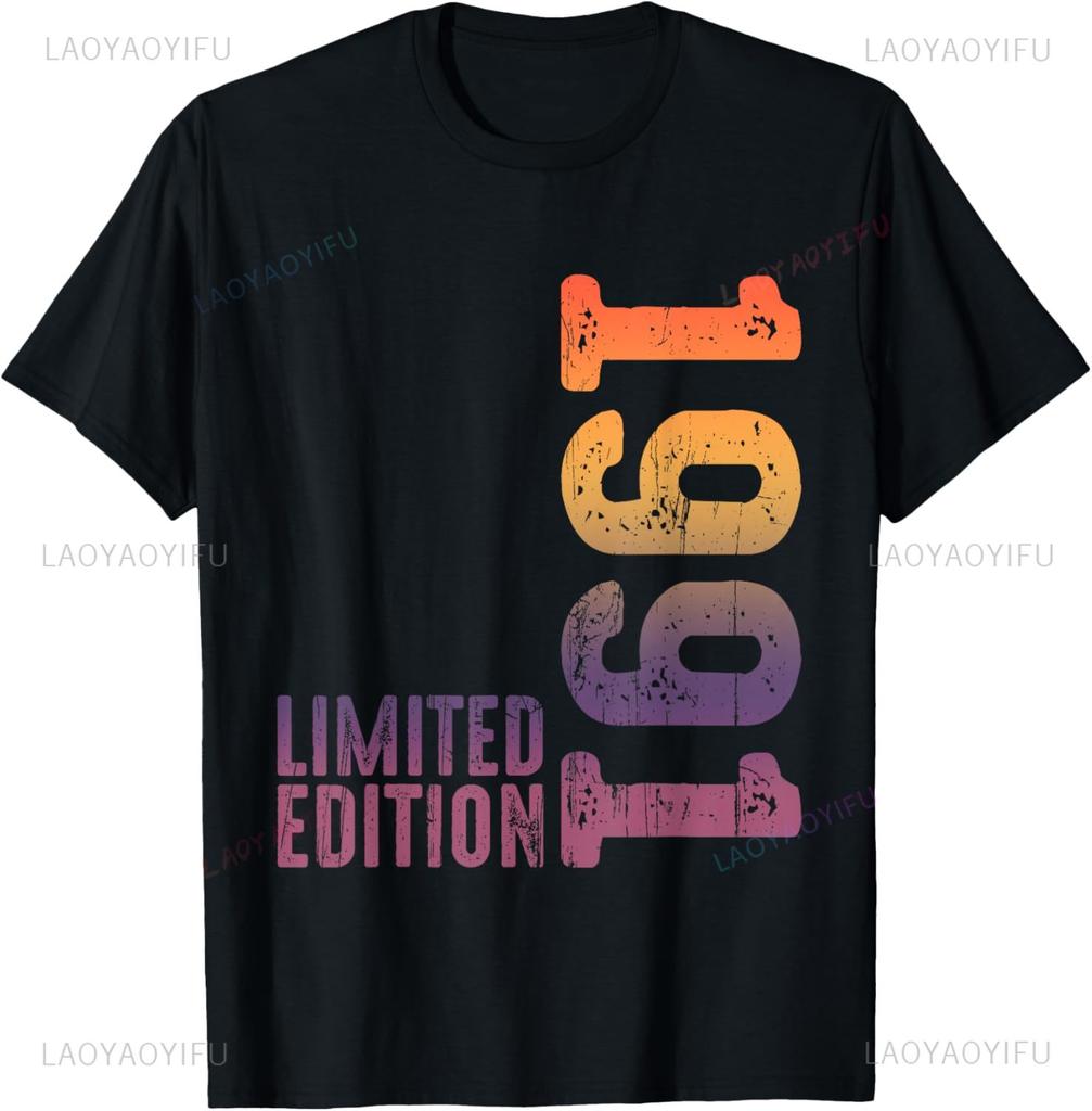 Vintage Limited Edition 35th Birthday Gifts Men Women 35 Years Old 1991 TShirt Cotton Graphic T Shirts Short Sleeve Camiseta