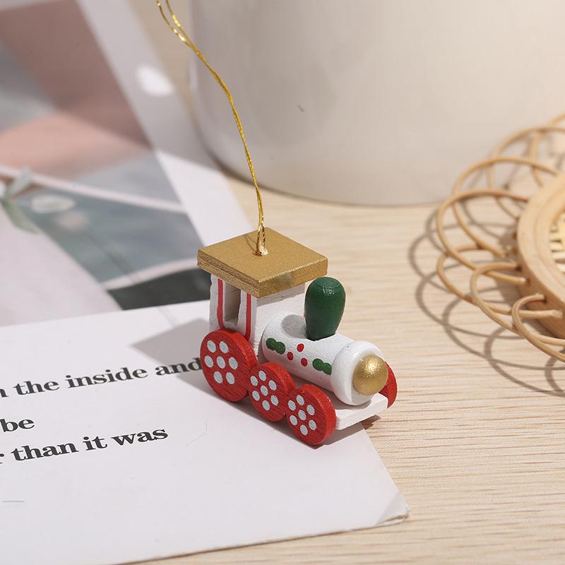 Creative Christmas Party Favors Home Dekor Závěsný přívěsek Hračky pro panenky Hlavy vláčků dřevěné