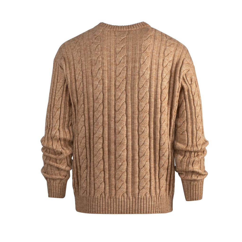 Men's  Solid Color  Knitted Sweater  Twisted Dough  Self-Cultivation  Round Neck  Lazy Style