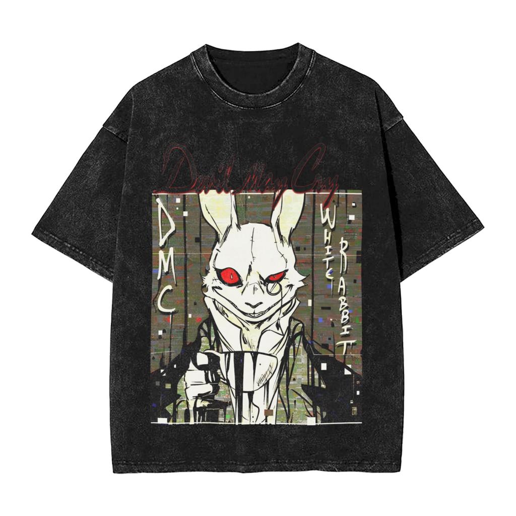 Devil May Cry Dante Manga Washed TShirt DMC Graphic Print TShirts for Men Women Clothing Cotton Oversized Short Sleeve Tees