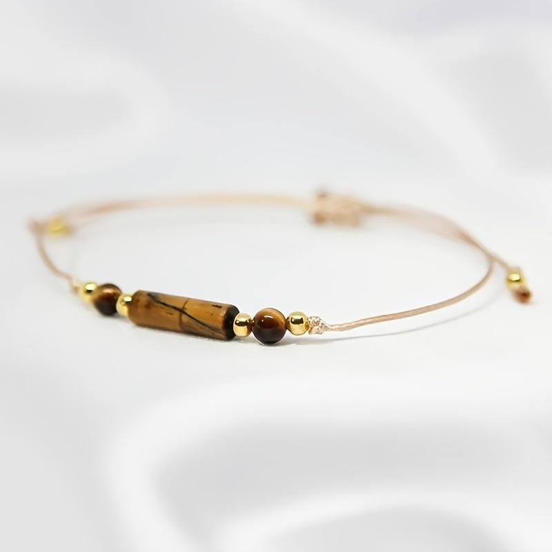 Brățară minimalistă elegantă, handmade, cu nod reglabil, cu Ochi de Tigru natural, perfectă pentru prieteni, familie, parteneri