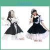 Charmantes Lolita-Kleid Dienstmädchen-Uniform-Outfit mit Tournüre, Schürze und Kopfschmuck für Cosplay