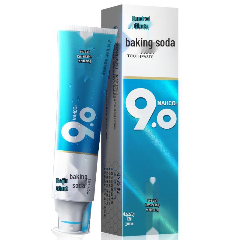 Sea Salt Baking Soda Whitening Toothpaste: Fights Bad Breath, Stains, Tartar; Freshens, Brightens, Protects Gums, Anti-Cavity, Large Size