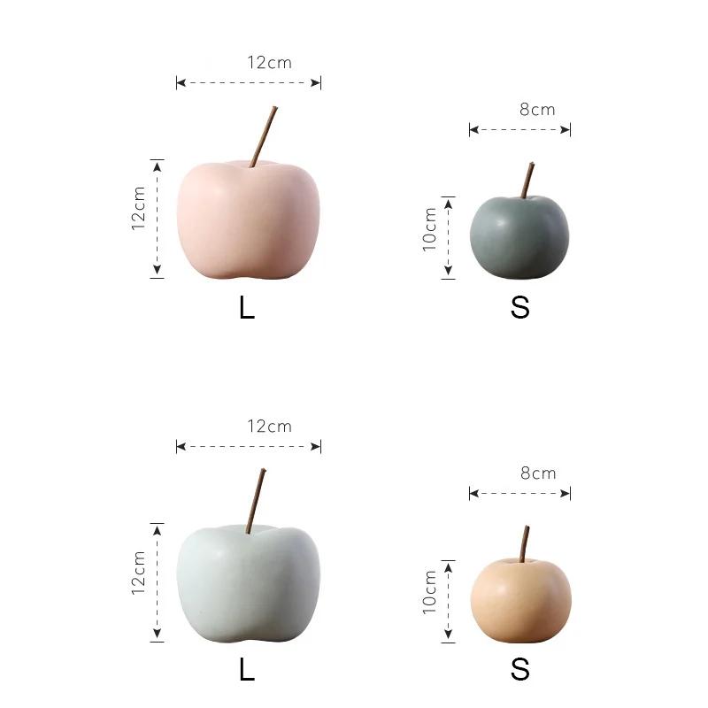 Nordic Ceramic Apple Sculpture Ornament Modern minimalist living room TV cabinet home soft decoration Fruit decor small ornament