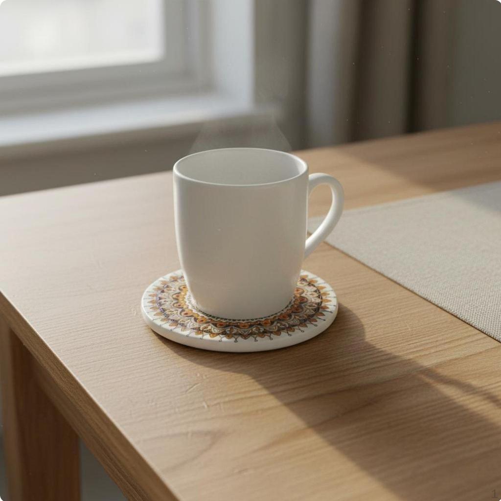 Ceramic Absorbent Coaster Non-Slip Protects Furniture