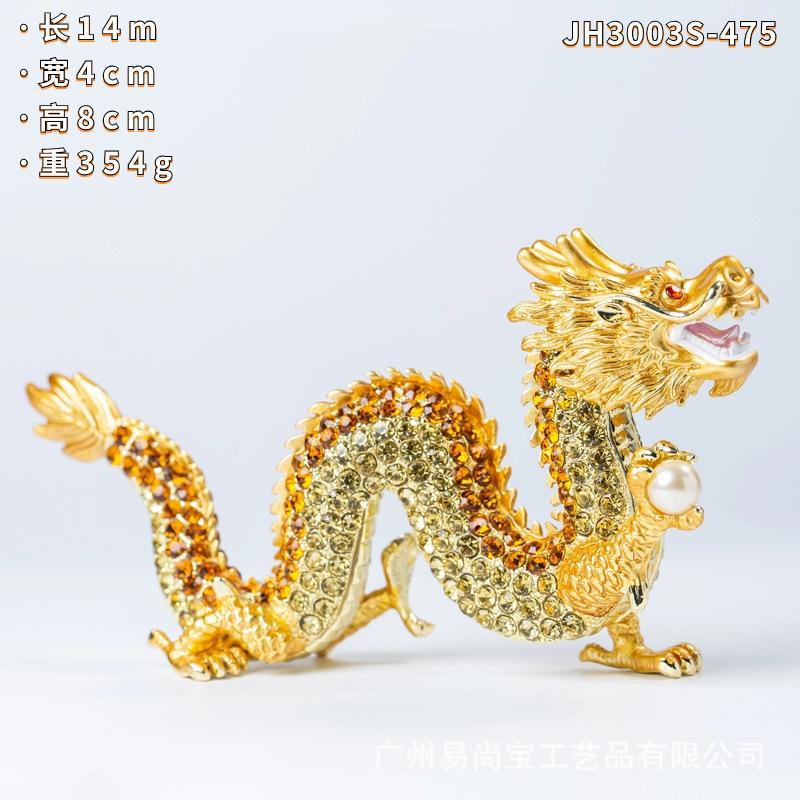 

Статуэтка животного «Голубой дракон» в стиле фэн-шуй, украшенная драгоценными камнями 14x8x4CM