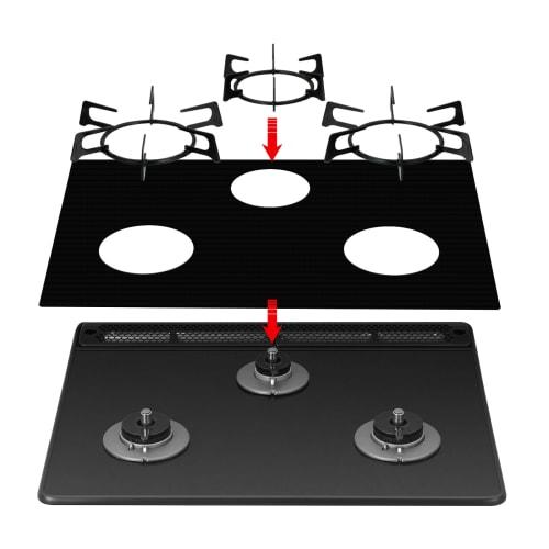 KR KITCHENRAKU Stove Cover for Gas Stoves, 3-Burner, Stain-Resistant Protective Sheet, Reusable, Prevents Grease and Burning, Worktop, 60cm Wide Syste