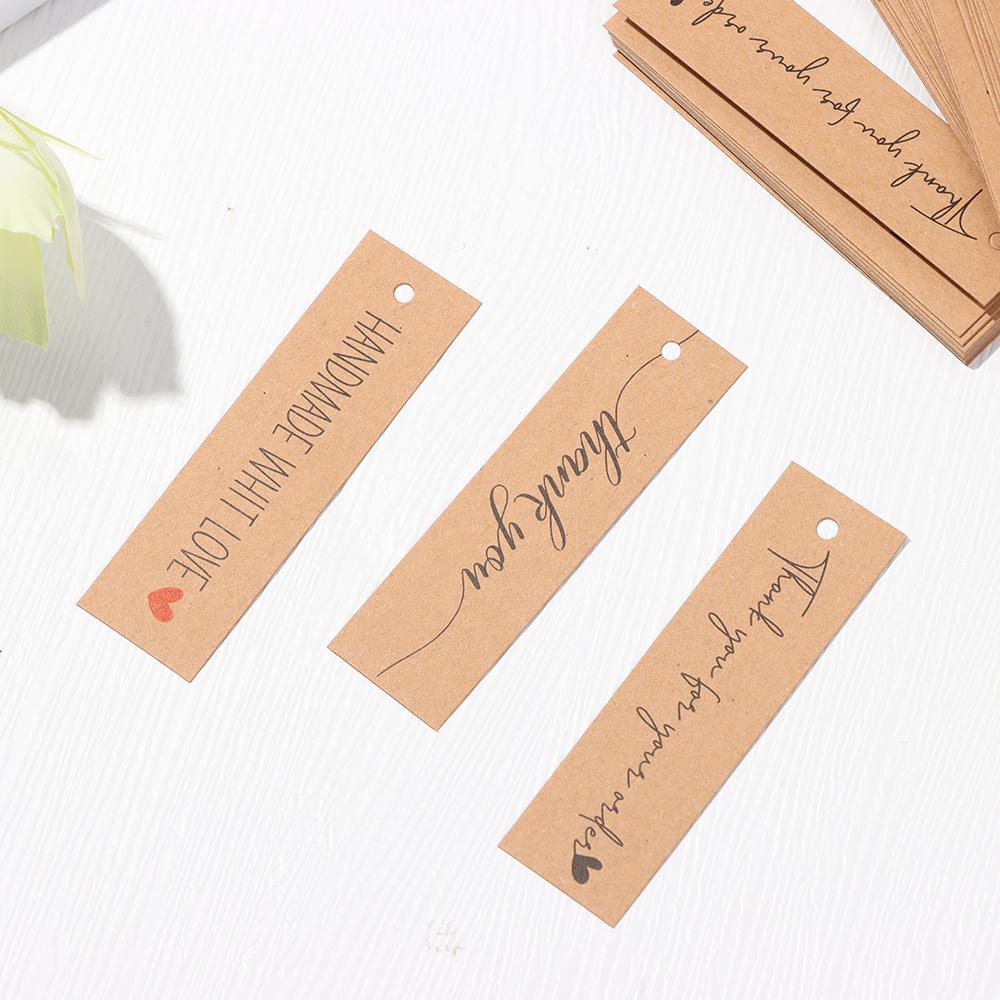 Ornament Party Supplies Kraft Paper “Merci” Labels Handmade With Love Thank You Hanging Tags