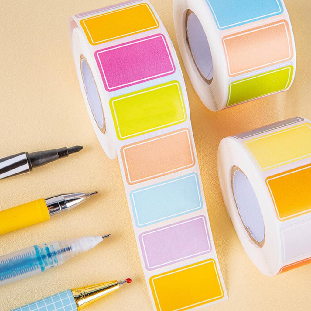 Colored Labels Stickers 500PCS Moving Box Labels Removable Rectangle Moving Labels Stickers Adhesive Solid Colors Tags Name Tags