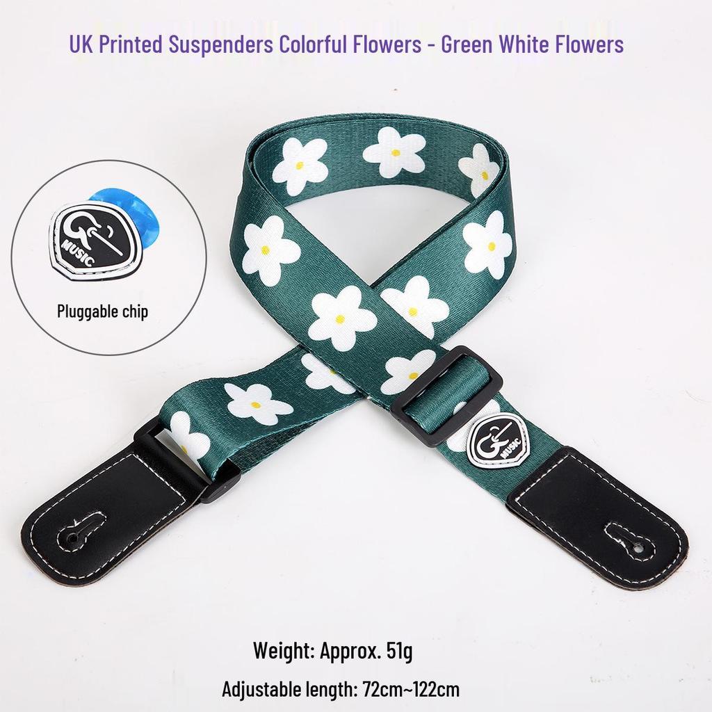 Ukulele and Guitar Strap - Striped Polyester Cotton with Thickened PU Leather